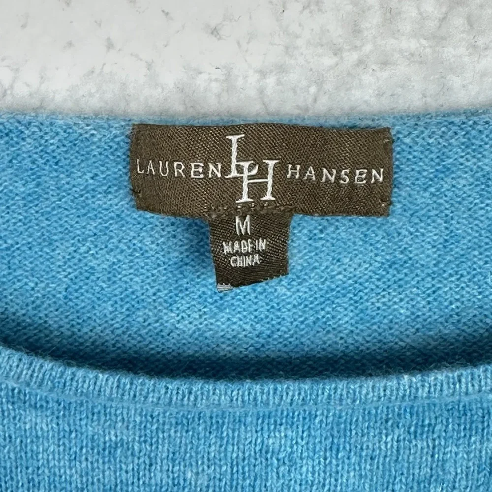 Lauren Hansen 100%‎ Cashmere Colorblock Sweater Women's Blue Pullover Luxury